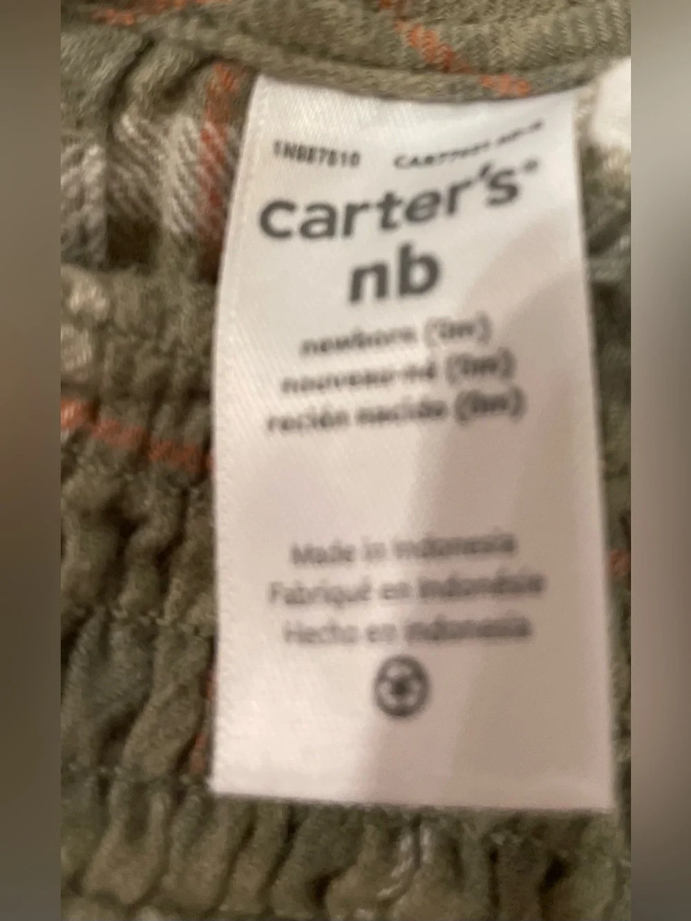 Carter's Adorable Olive Green Plaid Button-Back Dress NB